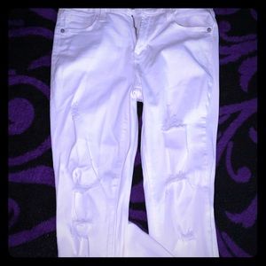 Distress white denim